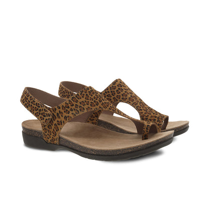 Dansko Reece Leopard Suede Sandal Pair